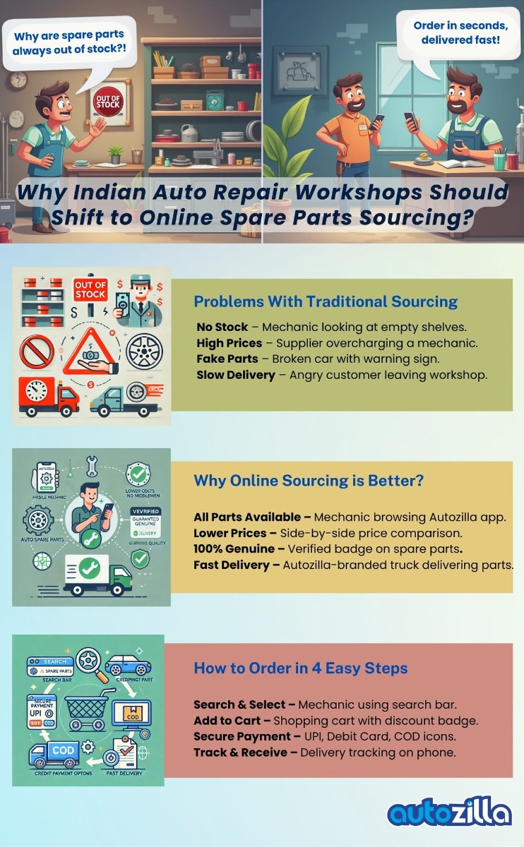 Indian Auto Repair Workshops Should Switch to Online Spare Parts Sourcing-infographic image